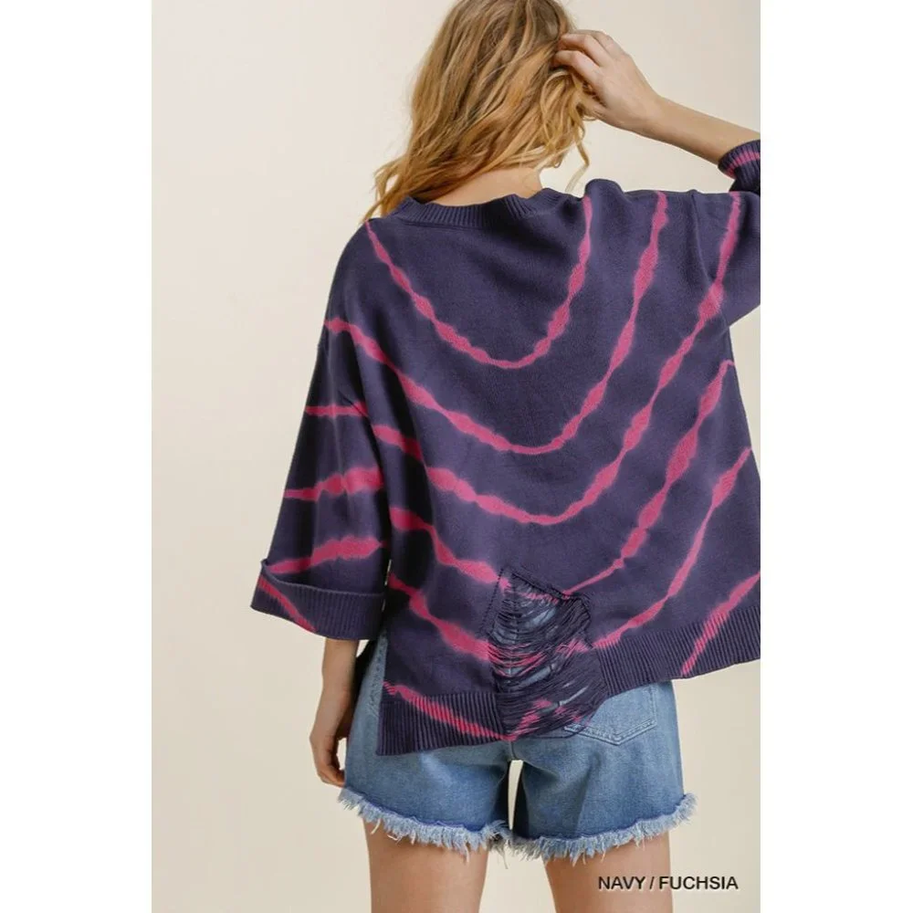 Umgee Distressed Tie Dye Sweater - Picture 5 of 6